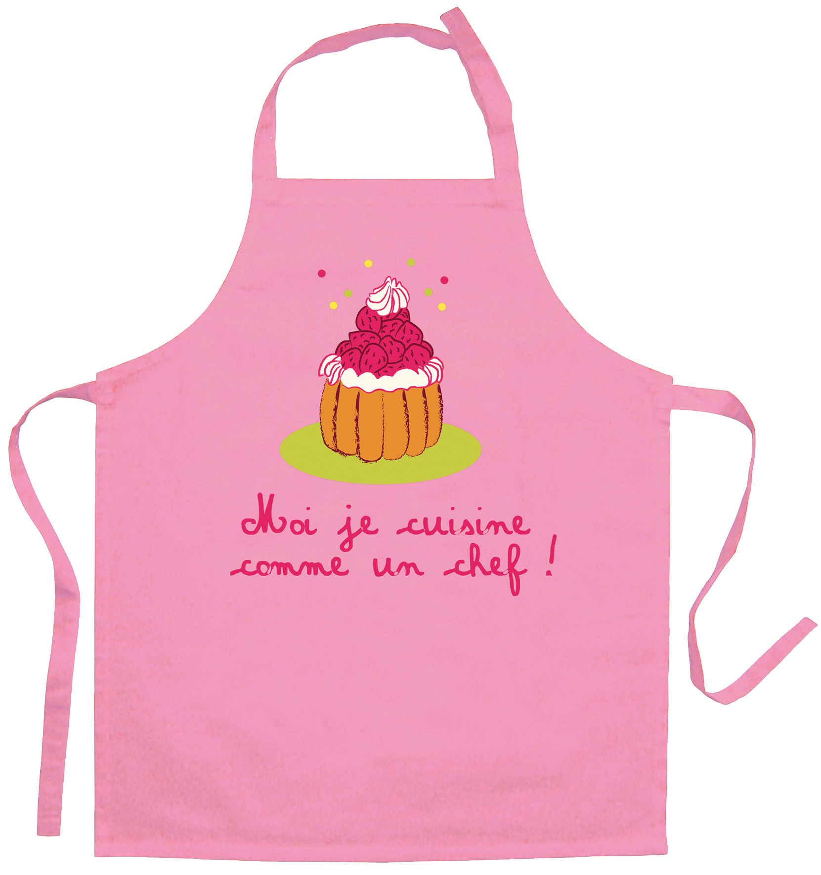 Tablier de cuisine enfant Je cuisine comme un chef recycl Rose 52 x 63