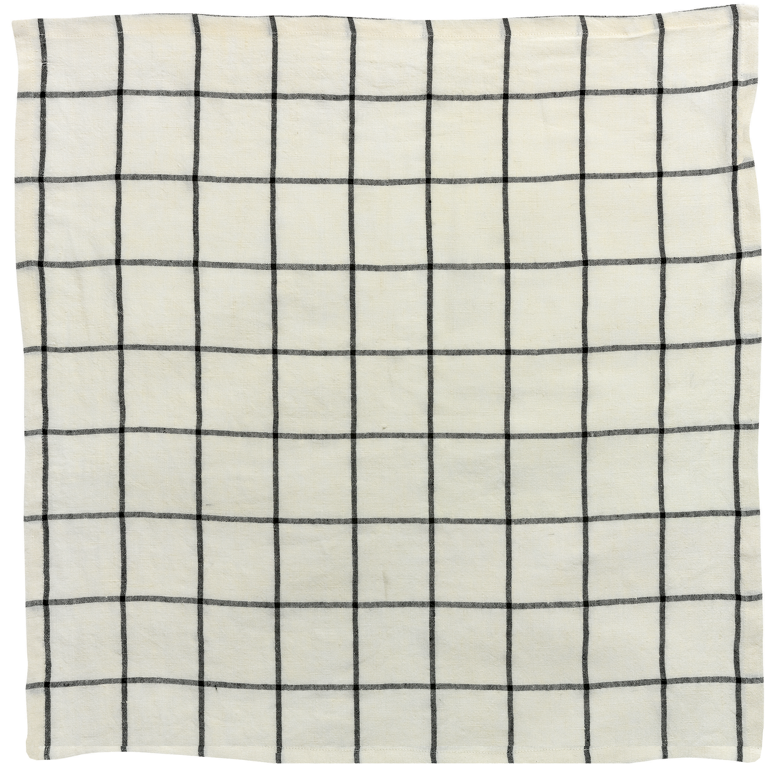 Serviette de table carreaux Karma Ecru/noir 50 x 50