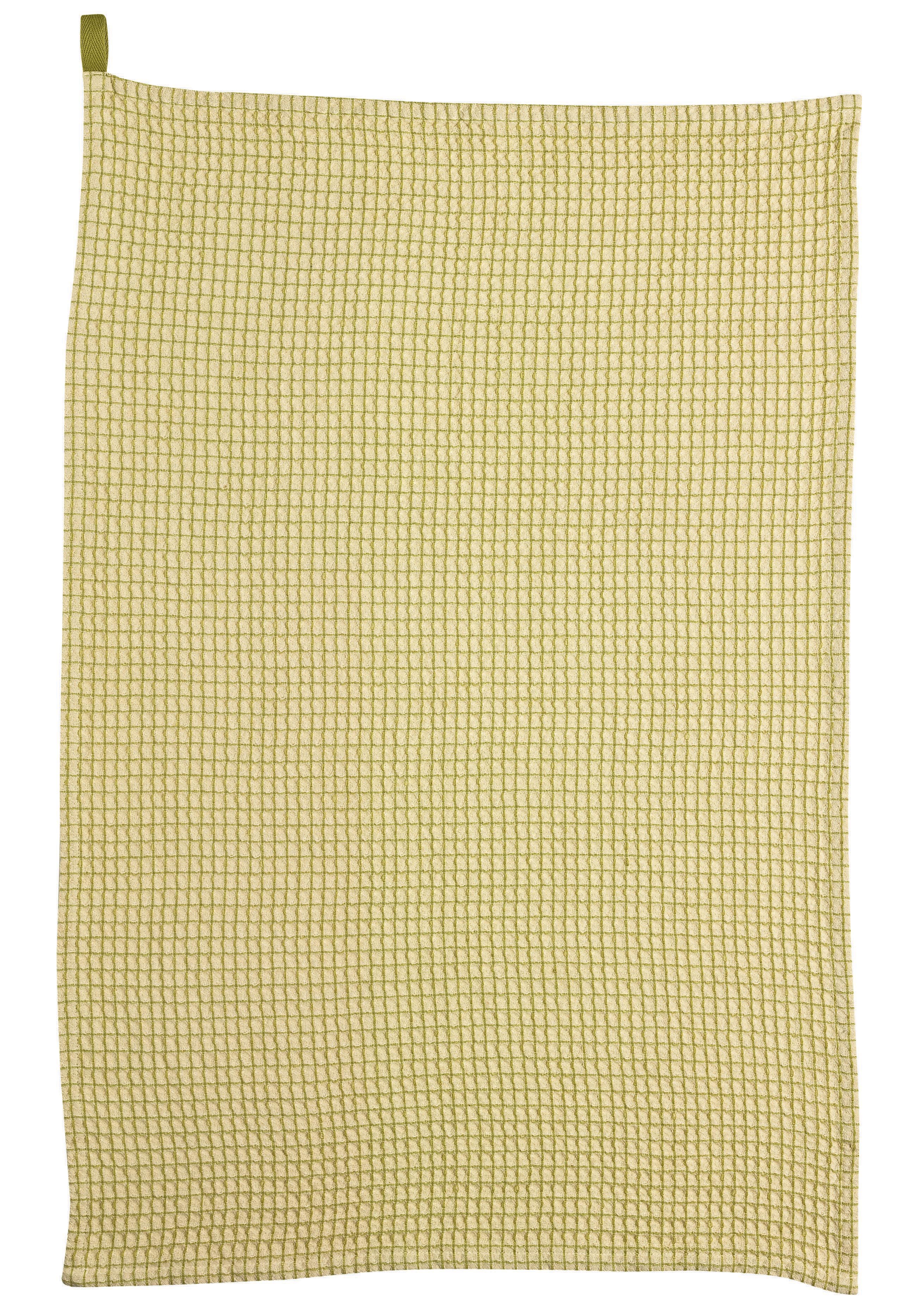 Torchon nid d'abeilles bicolore Mumba Bergamote naturel 50 x 70