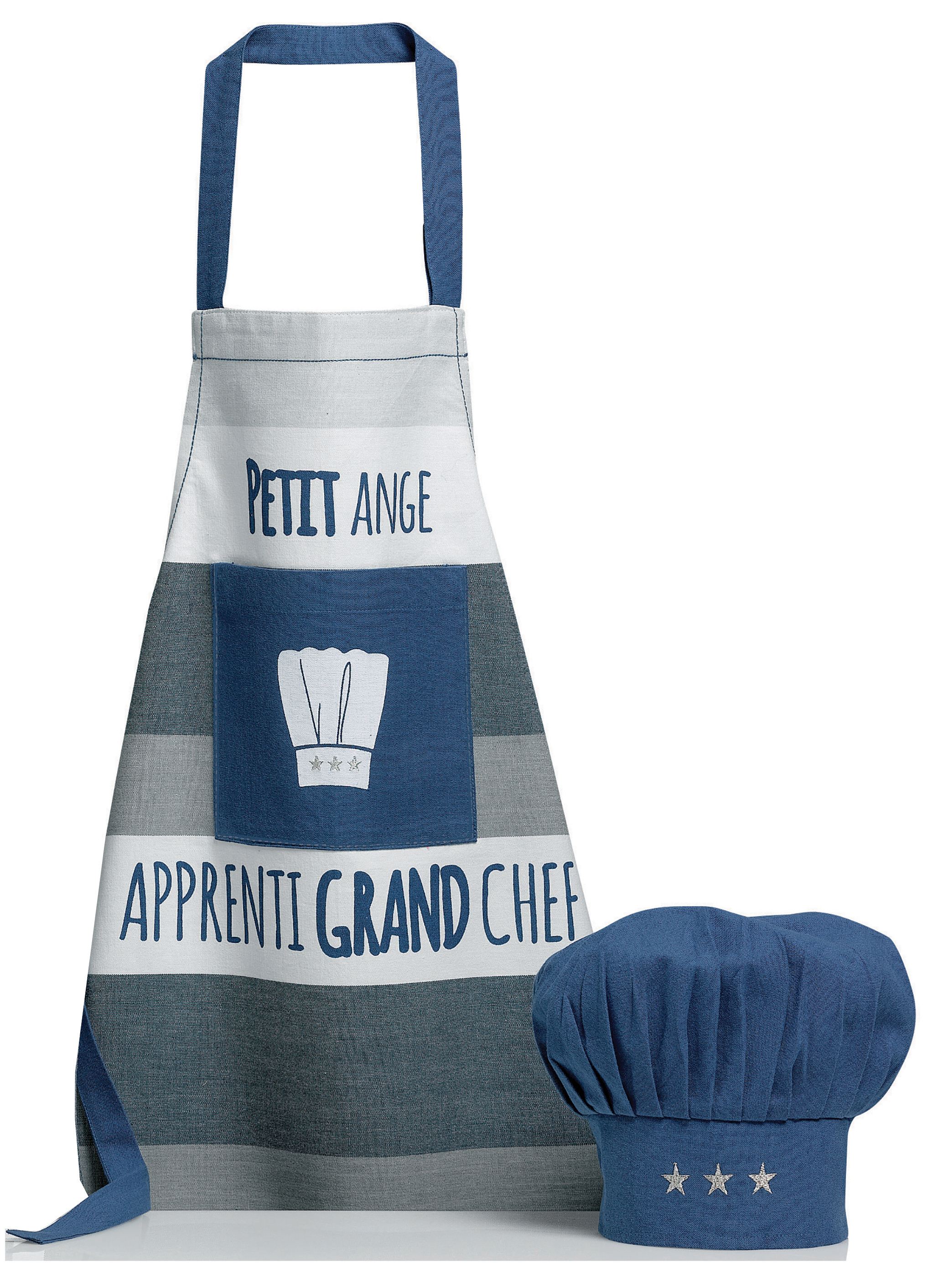 Lot compos Tablier de cuisine et Toque Petit ange Indigo 52 x 63