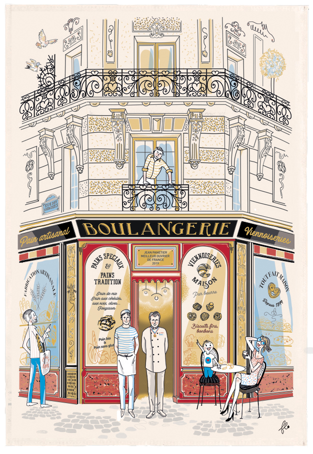 Torchon Faade Boulangerie Ecru 48 x 72