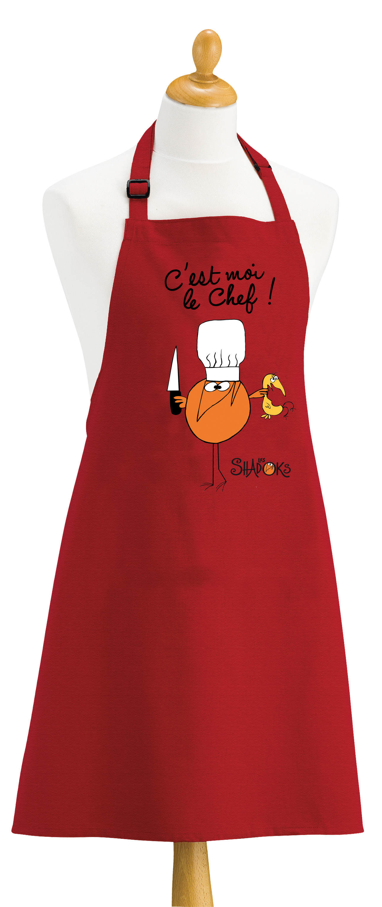 Tablier de cuisine Shadoks C'est moi le chef recycl Rouge 72 x 90
