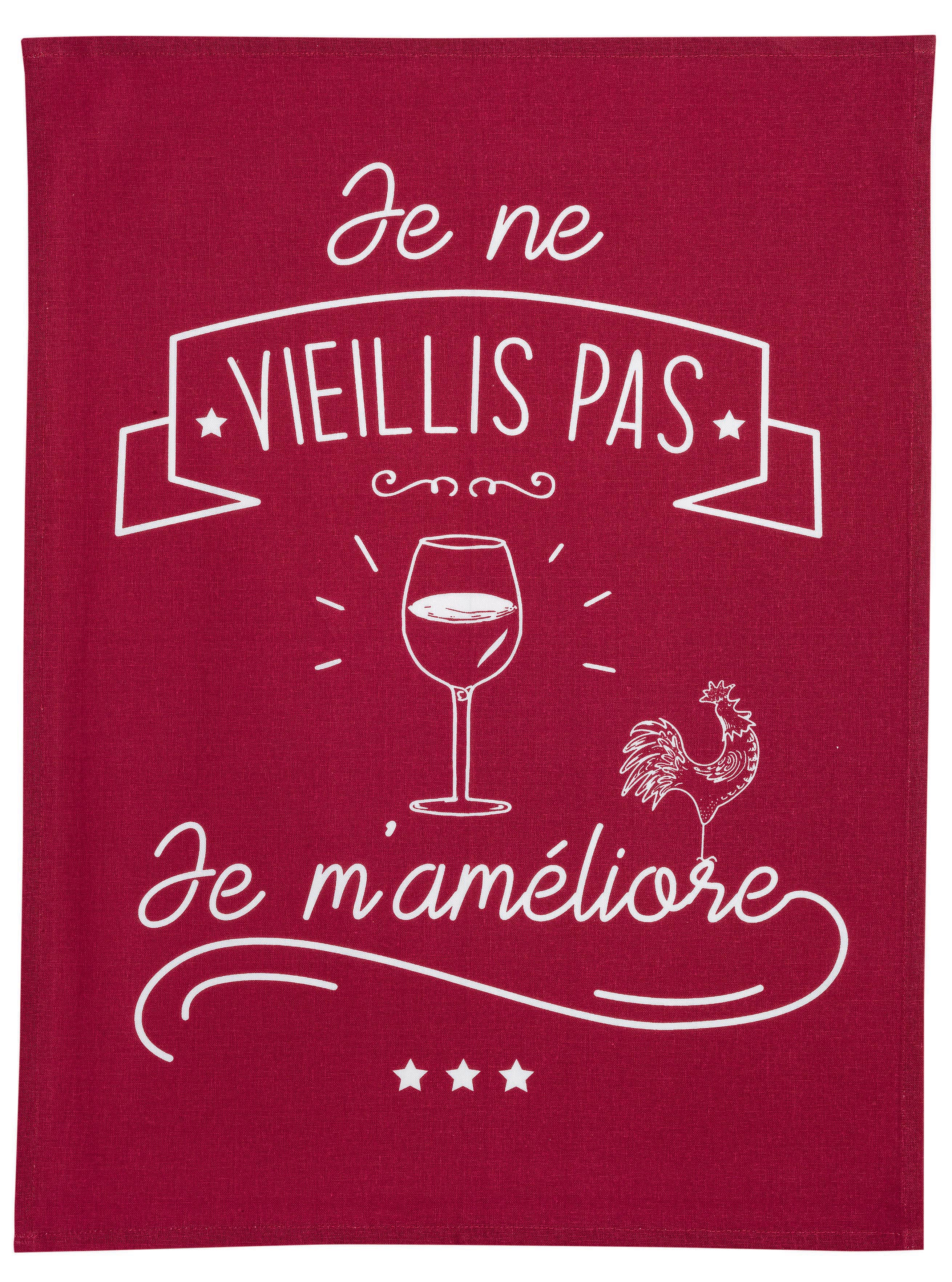 Torchon Je m'amliore Rouge 70 x 50