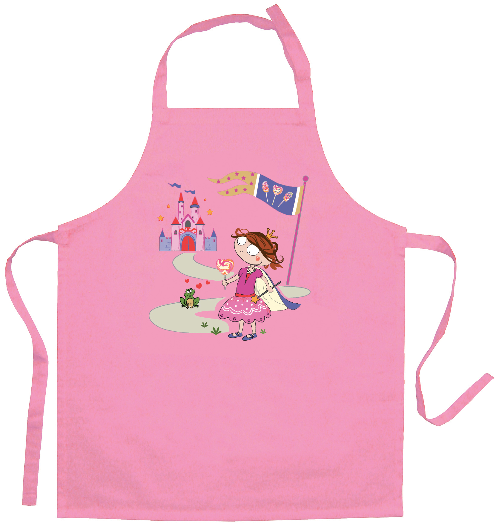 Tablier de cuisine enfant Princesse et grenouille recycl Rose 52 x 63